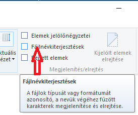 Windows 10 - Fájlkezelő - Fájlnévkiterjesztés