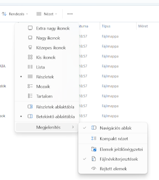 Windows 11 - Fájlkezelő - Fájlnévkiterjesztés