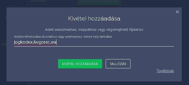 Avast Free Antivirus: Kivétel hozzáadása