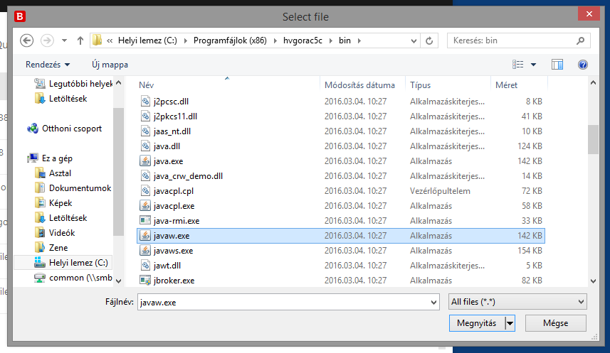 BitDefender Free: javaw.exe kiválasztása