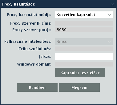 Proxy beállítások