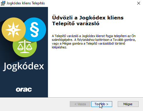 Jogkódex telepítő: üdvözlés